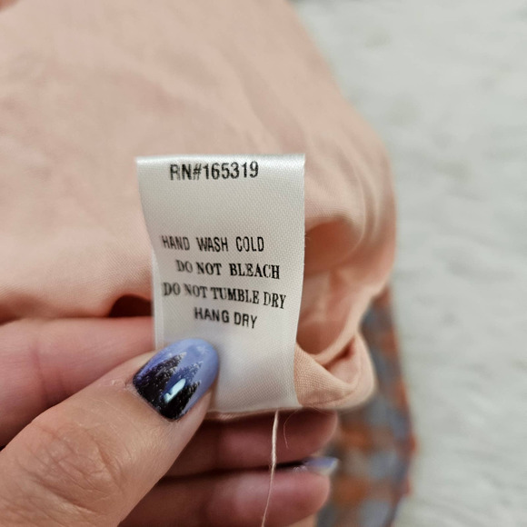 Talulah Women's Peach‎ & Blue Gingham Wrap Tie Waist Short Sleeve Romper. Size M - Picture 10 of 13